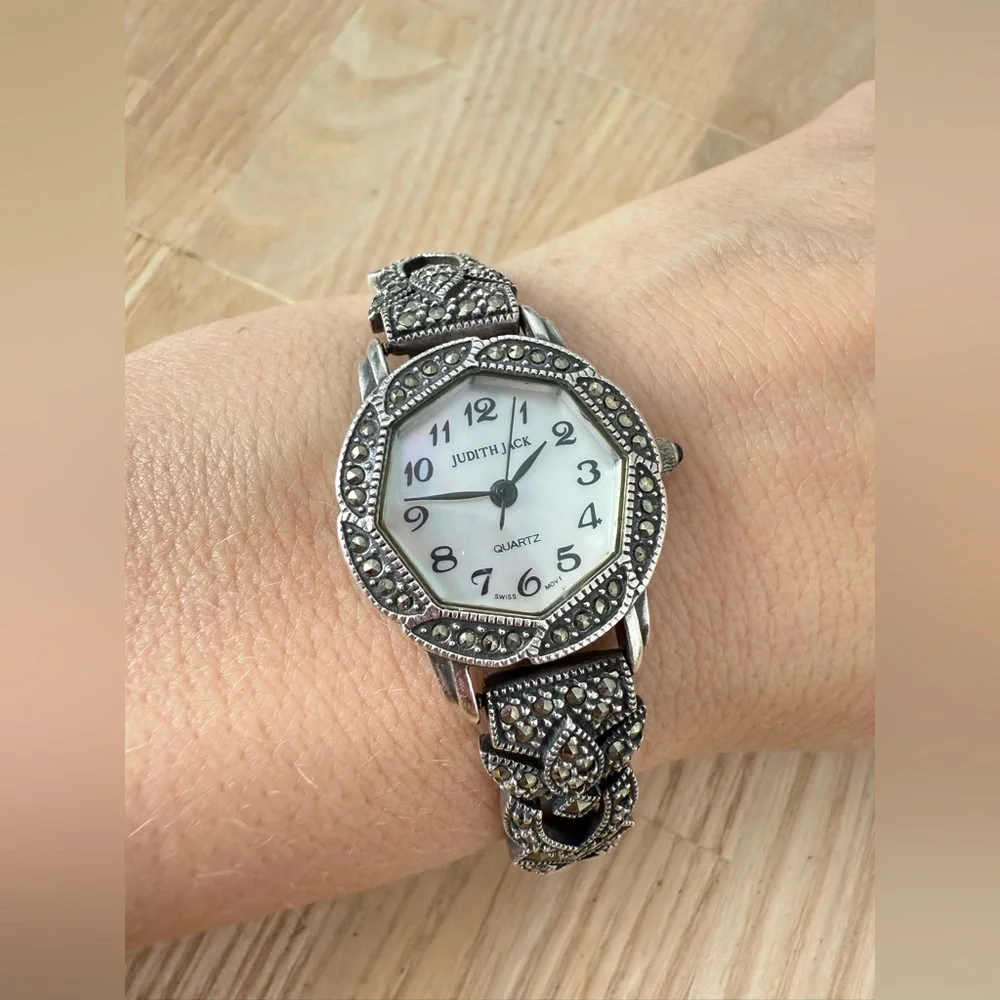 Art deco Judith Jack Sterling 925 silver marcasite watch NEW BATTERY